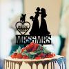 Lesbian Couple Silhouette Wedding Cake Topper with Jack Russell Terrier And Chihuahua Mrs And Mrs Lesbians Wedding Cake Topper Same Sex Couple Cake Topper Personalized Bride LGBT Toppers Black Acrylic view 1