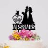 Lesbian Couple Silhouette Wedding Cake Topper with Jack Russell Terrier And Chihuahua Mrs And Mrs Lesbians Wedding Cake Topper Same Sex Couple Cake Topper Personalized Bride LGBT Toppers Black Acrylic view 4