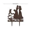 Mrs And Mrs Lesbians Cake Topper Bride & Bride Rustic Cake Topper Bride And Bride Silhouette Wedding Cake Topper with Dog Doberman And Sphynx Cat Personalized Bride LGBT Toppers with Dog Wood view 2