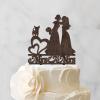 Mrs And Mrs Lesbians Cake Topper Bride & Bride Rustic Cake Topper Bride And Bride Silhouette Wedding Cake Topper with Dog Doberman And Sphynx Cat Personalized Bride LGBT Toppers with Dog Wood view 3