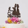 Mrs And Mrs Lesbians Cake Topper Bride & Bride Rustic Cake Topper Bride And Bride Silhouette Wedding Cake Topper with Dog Doberman And Sphynx Cat Personalized Bride LGBT Toppers with Dog Wood view 4
