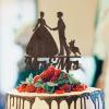 Bride And Bride Silhouette Wedding Cake Topper LGBT Custom Toppers with Dog Mrs And Mrs Lesbians Cake Topper for Wedding Bride Couple Rustic Cake Topper with Jack Russell Terrier And Corgi Dog Wood