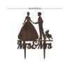 Bride And Bride Silhouette Wedding Cake Topper LGBT Custom Toppers with Dog Mrs And Mrs Lesbians Cake Topper for Wedding Bride Couple Rustic Cake Topper with Jack Russell Terrier And Corgi Dog Wood view 2
