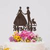 Bride And Bride Silhouette Wedding Cake Topper LGBT Custom Toppers with Dog Mrs And Mrs Lesbians Cake Topper for Wedding Bride Couple Rustic Cake Topper with Jack Russell Terrier And Corgi Dog Wood view 4