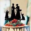 Mrs And Mrs Lesbians Wedding Cake Topper Bride Couple Rustic Cake Topper Lesbian Couple Silhouette Wedding Cake Topper with Sphynx Cat Silhouette LGBTQ Custom Cake Toppers with Dog Black Acrylic view 1