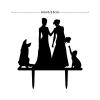 Mrs And Mrs Lesbians Wedding Cake Topper Bride Couple Rustic Cake Topper Lesbian Couple Silhouette Wedding Cake Topper with Sphynx Cat Silhouette LGBTQ Custom Cake Toppers with Dog Black Acrylic view 2