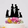 Mrs And Mrs Lesbians Wedding Cake Topper Bride Couple Rustic Cake Topper Lesbian Couple Silhouette Wedding Cake Topper with Sphynx Cat Silhouette LGBTQ Custom Cake Toppers with Dog Black Acrylic view 4