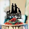 Bride Two Girl Silhouette Wedding Cake Topper with Pug Dog And Sphynx Cat Mrs And Mrs Lesbians Wedding Cake Topper Lesbian Bride And Bride Cake Toppers LGBT Custom Toppers with Dog Black Acrylic