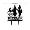 Lesbian Marriage Rustic Cake Topper Mrs And Mrs Wedding Cake Topper Two Brides Silhouette Wedding Cake Topper with Dachshund Dog Silhouette Personalized LGBT Dog Cake Toppers with Dog Black Acrylic view 2