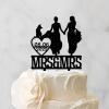 Lesbian Marriage Rustic Cake Topper Mrs And Mrs Wedding Cake Topper Two Brides Silhouette Wedding Cake Topper with Dachshund Dog Silhouette Personalized LGBT Dog Cake Toppers with Dog Black Acrylic view 3