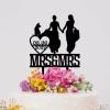 Lesbian Marriage Rustic Cake Topper Mrs And Mrs Wedding Cake Topper Two Brides Silhouette Wedding Cake Topper with Dachshund Dog Silhouette Personalized LGBT Dog Cake Toppers with Dog Black Acrylic view 4