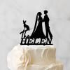 Bride Two Girl Silhouette Wedding Cake Topper with Dog Doberman And Sphynx Cat Lesbian Marriage Rustic Cake Topper Mrs And Mrs Wedding Cake Topper Custom LGBTQ Cake Toppers with Dog Black Acrylic view 3