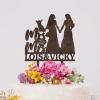 Lesbian Couple Silhouette Wedding Cake Topper LGBTQ Custom Cake Decoration with Dog Mrs And Mrs Lesbians Wedding Cake Topper Two Brides Rustic Cake Topper with Dog Doberman And Rottweiler Wood view 4