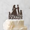 Mrs And Mrs Lesbians Wedding Cake Topper Bride Couple Rustic Cake Topper Same Sex Lesbian Silhouette Wedding Cake Topper with German Shepherd Dog Silhouette Custom LGBTQ Engagement Cake Toppers Wood view 3
