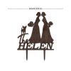 Lesbian Couple Silhouette Wedding Cake Topper Custom LGBTQ Engagement Cake Toppers Mrs And Mrs Lesbians Cake Topper Two Brides Rustic Cake Topper with Jack Russell Terrier And Dachshund Wood view 2
