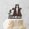 Lesbian Couple Silhouette Wedding Cake Topper Custom LGBTQ Engagement Cake Toppers Mrs And Mrs Lesbians Cake Topper Two Brides Rustic Cake Topper with Jack Russell Terrier And Dachshund Wood view 3