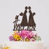 Lesbian Couple Silhouette Wedding Cake Topper Custom LGBTQ Engagement Cake Toppers Mrs And Mrs Lesbians Cake Topper Two Brides Rustic Cake Topper with Jack Russell Terrier And Dachshund Wood view 4