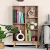 5 Cube Small Bookshelf,3 Tier Mid-Century Modern Bookcase with Legs,Wood Kids Bookshelves Storage Organizer Shelf,Free Standing Narrow Book Shelves,Oak Grey Corner Bookcases for Bedroom,Living Room view 4