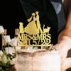 Lesbian Couple Silhouette Wedding Cake Topper Custom LGBTQ Cake Toppers with Dog Lesbian Bride And Bride Cake Toppers for Wedding Mrs & Mrs LGBT Cake Topper with French Bulldog Acrylic Gold view 2
