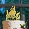 Lesbian Couple Silhouette Wedding Cake Topper Custom LGBTQ Cake Toppers with Dog Lesbian Bride And Bride Cake Toppers for Wedding Mrs & Mrs LGBT Cake Topper with French Bulldog Acrylic Gold view 4