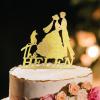 Lesbian Bride And Bride Cake Toppers Mrs & Mrs Two Women Rustic Cake Topper Two Brides Silhouette Wedding Cake Topper with Pug Dog And German Shepherd Personalized LGBT Dog Cake Toppers Acrylic Gold view 1
