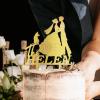 Lesbian Bride And Bride Cake Toppers Mrs & Mrs Two Women Rustic Cake Topper Two Brides Silhouette Wedding Cake Topper with Pug Dog And German Shepherd Personalized LGBT Dog Cake Toppers Acrylic Gold view 2