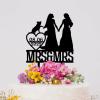 Lesbian Bride And Bride Cake Toppers for Wedding Mrs And Mrs Cake Topper Bride Two Girl Silhouette Wedding Cake Topper with Sphynx Cat And Shiba Inu LGBT Hers Custom Cake Toppers Black Acrylic view 4
