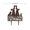 Lesbian Marriage Cake Topper for Wedding Mrs & Mrs Rustic Cake Topper Bride Two Girl Silhouette Wedding Cake Topper with French Bulldog And Afghan Hound Personalized Bride LGBT Toppers with Dog Wood view 2