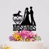 Lesbian Bride And Bride Cake Toppers for Wedding Mrs & Mrs LGBT Cake Topper Two Brides Silhouette Wedding Cake Topper with Jack Russell Terrier And Rottweiler Custom LGBTQ Cake Toppers Black Acrylic view 4