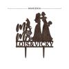 Lesbian Marriage Cake Topper Bride Mrs And Mrs Wedding Cake Topper Lesbian Couple Silhouette Wedding Cake Topper with Pug Dog And Sphynx Cat LGBT Hers And Hers Custom Cake Toppers Brown Wood view 2