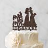 Lesbian Marriage Cake Topper Bride Mrs And Mrs Wedding Cake Topper Lesbian Couple Silhouette Wedding Cake Topper with Pug Dog And Sphynx Cat LGBT Hers And Hers Custom Cake Toppers Brown Wood view 3