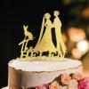 Bride Two Girl Silhouette Wedding Cake Topper LGBTQ Custom Engagement Cake Toppers Mrs And Mrs Lesbians Cake Topper Bride Couple Rustic Cake Topper with Pit Bull Dog Silhouette Acrylic Gold