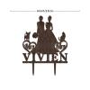 Bride And Bride Silhouette Wedding Cake Topper Personalized LGBT Same Sex Toppers with Dog Lesbian Marriage Rustic Cake Topper Mrs & Mrs Wedding Cake Topper with Sphynx Cat And Dachshund Wood view 2