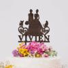 Bride And Bride Silhouette Wedding Cake Topper Personalized LGBT Same Sex Toppers with Dog Lesbian Marriage Rustic Cake Topper Mrs & Mrs Wedding Cake Topper with Sphynx Cat And Dachshund Wood view 4
