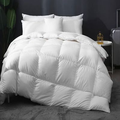 9.8 NEWTON Premium Quilted All Season Down Alternative Comforter 1000-TC 100% Microfiber Cotton with Corner Tabs Eastern King Size Quilt Set Bedspread 128x120 Solid/Plain Comforter Set