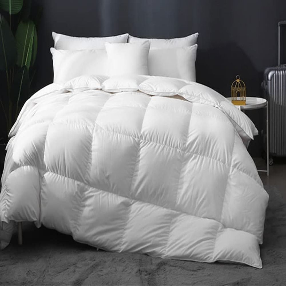 9.8 NEWTON Premium Quilted All Season Down Alternative Comforter 1000-TC 100% Microfiber Cotton with Corner Tabs Eastern King Size Quilt Set Bedspread 128x120 Solid/Plain Comforter Set