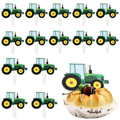 BESTOYARD 42pcs Construction Theme Cupcake Toppers, Excavator Cake Decorations for Construction Themed Party Supplies Boys Birthday Party, Paper Cake Topper Set