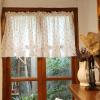 A.Monamour Short Curtain for Small Window Semi-Transparent White Cotton Pom-Pom Textured Cherry Pattern Window Valance Panel Drapes Half Curtain for Kitchen Caf Bedroom Cabinet Curtain Door Curtain view 2