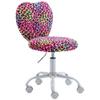 chairus Kids Desk Chair Faux Fur Small Study Chair for Teenage Girls, Adjustable Heart Shaped Kids Vanity Chair for Bedroom Reading Living Room, Cute Student Task Chair with White Foot, Leopard view 1
