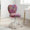 chairus Kids Desk Chair Faux Fur Small Study Chair for Teenage Girls, Adjustable Heart Shaped Kids Vanity Chair for Bedroom Reading Living Room, Cute Student Task Chair with White Foot, Leopard view 2
