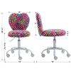 chairus Kids Desk Chair Faux Fur Small Study Chair for Teenage Girls, Adjustable Heart Shaped Kids Vanity Chair for Bedroom Reading Living Room, Cute Student Task Chair with White Foot, Leopard view 3