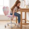chairus Kids Desk Chair Faux Fur Study Chair for Teenage Girls, Adjustable Heart Shaped Kids Vanity Chair for Bedroom Reading Living Room, Small Cute Student Task Chair with White Foot, Colorful view 3