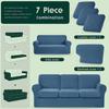 XVBVS Stretch Sofa Cover with Separate Backrest Cover and Seat Cushion Cover, Soft Spandex Jacquard Sofa Slipcover with Elastic Band for Living Room (Color : Denim Blue, Size : 3 Seater(185-235cm)) view 3