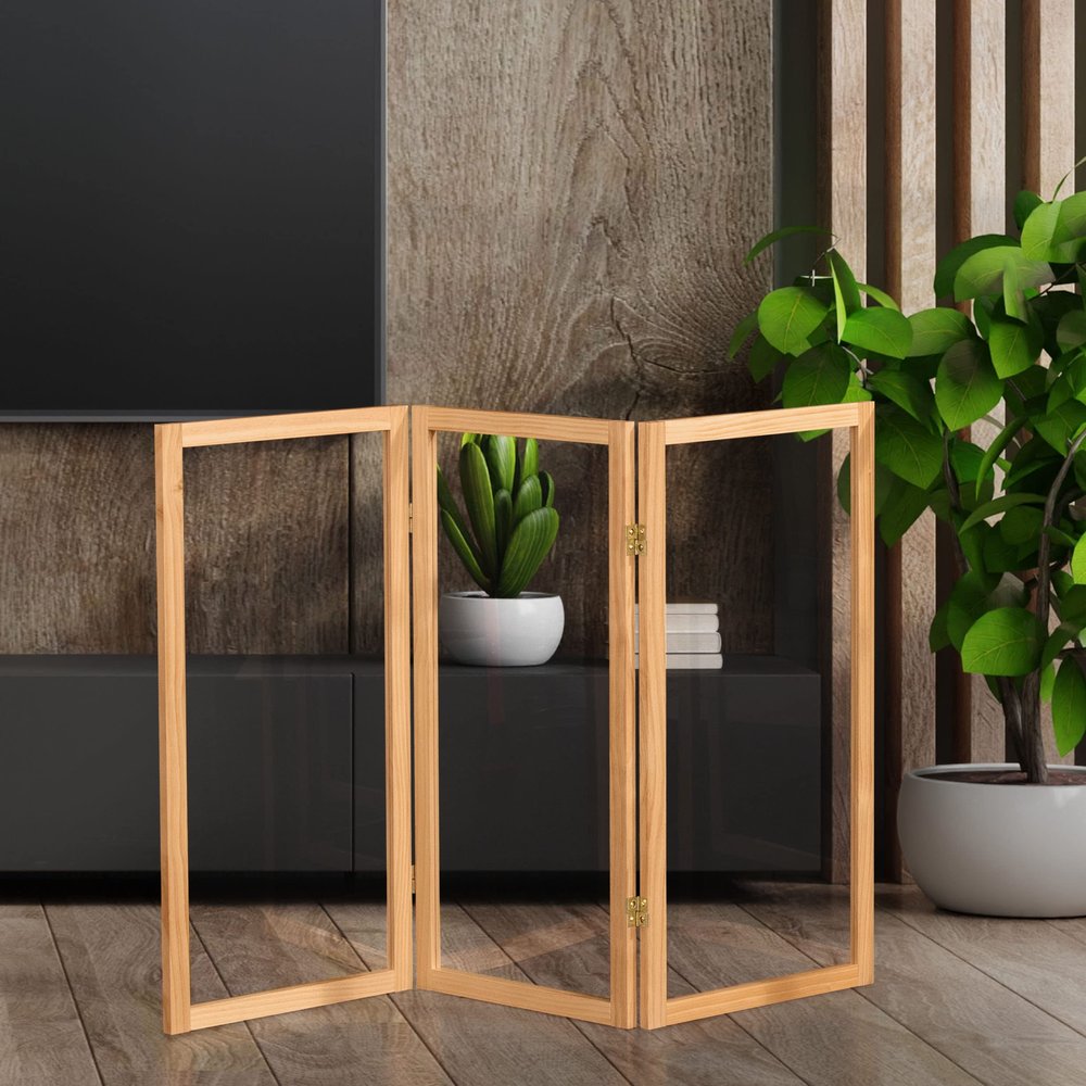 3 ft. Short Clear Plastic Partition Natural 3 Panel