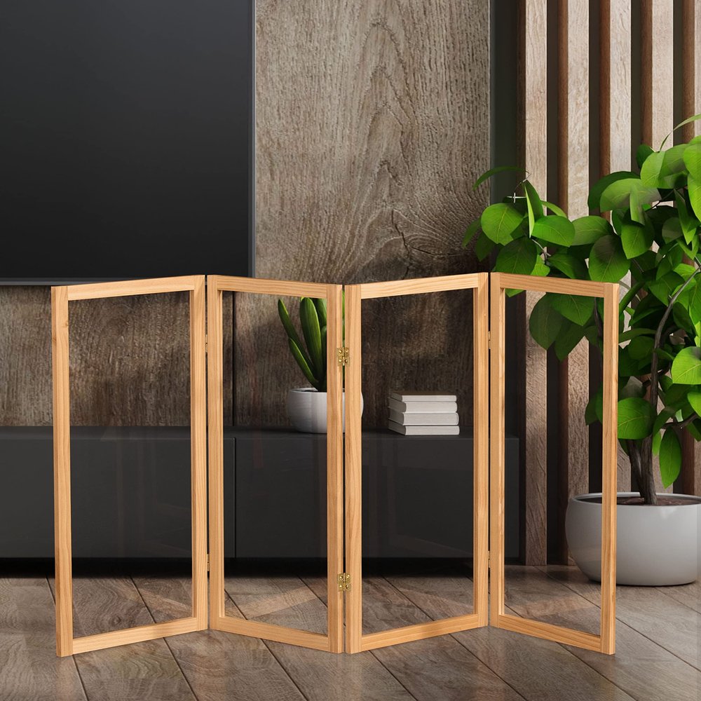 3 ft. Short Clear Plastic Partition Natural 4 Panel