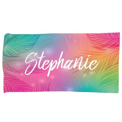GiftsForYouNow Tropical Leaves Personalized Beach Towel