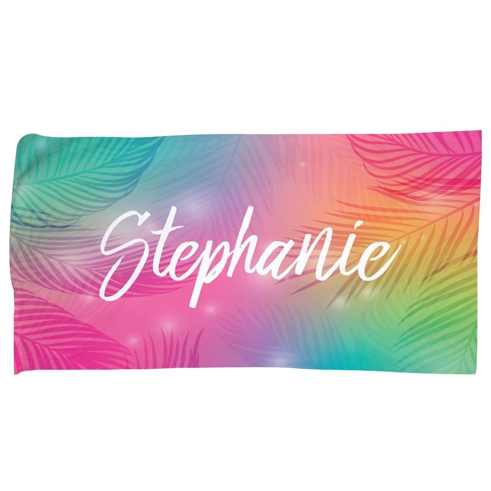 GiftsForYouNow Tropical Leaves Personalized Beach Towel