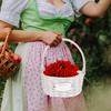 DOITOOL Wicker Rattan Flower Basket with Handle- Rustic Flower Girl Baskets for Weddings- Wicker Storage Basket Woven Easter Basket for Flowers Candy Fruit (White) view 4