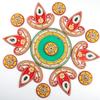 Floor Rangoli Acrylic Handcrafted Indian Traditional Home Dcor for Festival Wedding Party Wall Interior Decoration and Gifting (Red Diya) view 1
