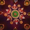 Floor Rangoli Acrylic Handcrafted Indian Traditional Home Dcor for Festival Wedding Party Wall Interior Decoration and Gifting (Red Diya) view 2